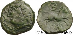 GALLIA - AULERCI EBUROVICES (Región d Evreux) Bronze au cheval, au sanglier et à la rouelle, surfrappé sur un bronze COIIAT