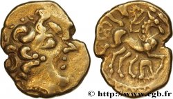 CARNUTES (Région de la Beauce) Statère d’électrum à la joue ornée et à la lyre, stylisé