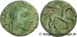 GALLIA BELGICA - AMBIANI (Area of Amiens) Bronze au cheval et à la tête aux cheveux calamistrés