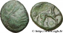 GALLIA BELGICA - AMBIANI (Región de Amiens) Bronze au cheval et à la tête aux cheveux calamistrés