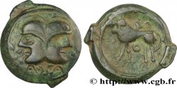 GALLIA BELGICA - SUESSIONES (Area of Soissons) Bronze à la tête janiforme, classe II aux annelets pointés