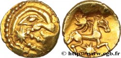 GALLIEN - BELGICA - BELLOVACI (Region die Beauvais) Quart de statère d or à l astre, cheval à droite