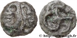 GALLIA - ÆDUI (BIBRACTE, Area of the Mont-Beuvray) Potin à l’hippocampe, tête à la chevelure bouletée