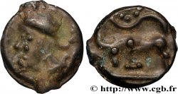 BITURIGES CUBES (Région de Bourges) Potin à la tête casquée et au taureau chargeant TTB+