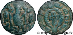 AXOUM - ROYAUME AXOUMITE - ARMAH Monnaie de bronze au roi trônant et à la croix