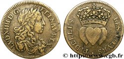 LOUIS XIV LE GRAND ou LE ROI SOLEIL Jeton Cu 24, les coeurs fidèles TB+