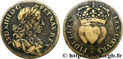 LOUIS XIV LE GRAND ou LE ROI SOLEIL Jeton Cu 24, les coeurs fidèles TB+