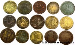 LOTS Quinze jetons royaux, métaux et états divers 