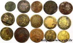 LOTS Quinze jetons royaux, métaux et états divers 