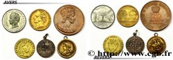 LOTS Six jetons anglais, métaux et états divers 