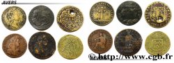 LOTS Lot de six jetons royaux états et métaux divers 