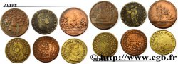 LOTS Lot de six jetons inspirés de l’antique, états et métaux divers 