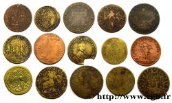 LOTS Lot de quinze jetons royaux états et métaux divers 