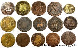 LOTS Lot de quinze jetons royaux, métaux et états divers 