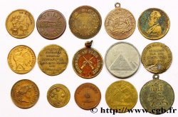 LOTTE Lot de quinze jetons XIX et XXe  états et métaux divers 