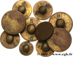 FRANCE - POIDS MONÉTAIRE Lot poids monétaire avec boule de préhension (1, 2 et 5 grammes) AU