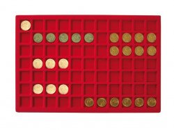 Plateau 77 cases carrées (pour 77 monnaies jusqu’à 24 mm Ø) LINDNER