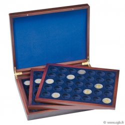 Coffret bois 3 plateaux pour 2 Euro sous capsules LEUCHTTURM