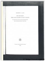 Die Münzen der Sizilischen Stadt Naxos - Ein Beitrag zur Kunstgeschichte des griechischen Westens CAHN H.-A.