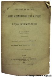 Cours de numismatique et de glyptique BABELON E.