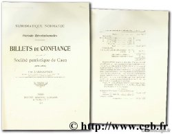 Numismatique normande, période révolutionnaire, billets de confiance émis par la société patriotique de Caen (1791-1795) BERANGER J.