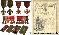 TERCERA REPUBLICA FRANCESA Souvenirs militaires, Croix de guerre, Barrette de miniatures, Diplôme de citation à l’ordre de la division MBC