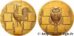 V REPUBLIC Médaille calendrier, La Chouette et le Coq