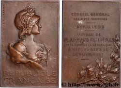 III REPUBLIC Plaquette, République, Conseil général des Alpes-Maritimes, Voyage de Monsieur Armand Fallières