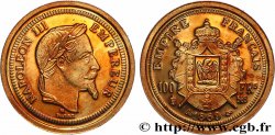 SEGUNDO IMPERIO FRANCES Médaille, 100 francs or Napoléon III, tête laurée