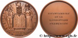 FUNFTE FRANZOSISCHE REPUBLIK Médaille, Bicentenaire de la Révolution, Déclaration des droits de l’homme et du citoyen