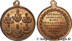 DEUXIÈME RÉPUBLIQUE Médaille, Aux généraux morts pour la défense de la République