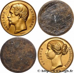 SECOND EMPIRE Lot de 2 médailles unifaces Couple impérial