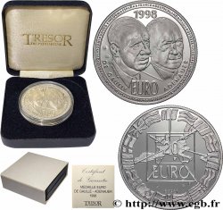 CINQUIÈME RÉPUBLIQUE Médaille, “Essai” 10 Euro De Gaulle / Adenauer en argent