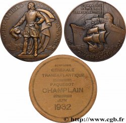 CINQUIÈME RÉPUBLIQUE Médaille, Paquebot Champlain, Compagnie Générale Transatlantique