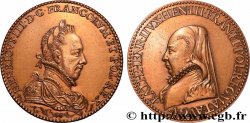 CHARLES IX Médaille, Charles IX et Catherine II de Médicis, frappe moderne
