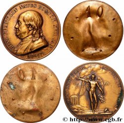 LOUIS XVI Lot de 2 médailles, Benjamin Franklin, épreuve, refrappe AU