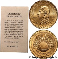 V REPUBLIC Médaille, Charles de Gaulle, 40e anniversaire de l’appel du 18 juin 1940