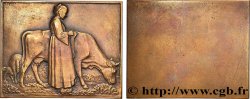 III REPUBLIC Plaquette, Jeune femme et sa vache