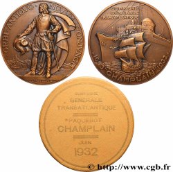 V REPUBLIC Médaille, Paquebot Champlain, Compagnie Générale Transatlantique