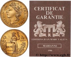 FUNFTE FRANZOSISCHE REPUBLIK Médaille, Bicentenaire de la Révolution Française, la Liberté