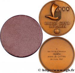 FUNFTE FRANZOSISCHE REPUBLIK Médaille, Lions Club, Hommage à André de Lattre