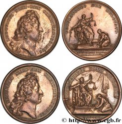 LOUIS XIV LE GRAND OU LE ROI SOLEIL La clémence du roi, lot de 2 ex. TTB+
