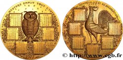CINQUIÈME RÉPUBLIQUE Médaille calendrier, La Chouette et le Coq