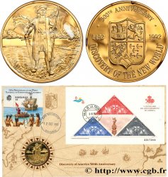 ÉTATS-UNIS D AMÉRIQUE Médaille et son album, 500e anniversaire de la découverte des Amériques