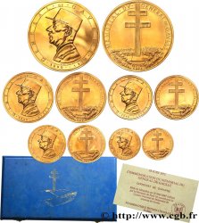 V REPUBLIC Coffret de 5 médailles, Commémoration du mémorial du Général de Gaulle AU