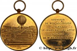 TERCERA REPUBLICA FRANCESA Médaille du ballon à vapeur - panorama de Paris