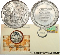 LES MÉDAILLES DES GRANDS EXPLORATEURS Enveloppe “Timbre médaille”, Christophe Colomb débarque à San Salvador