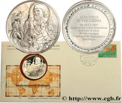 THE GREAT EXPLORERS  MEDALS Enveloppe “Timbre médaille”, Varthema atteint l’Indonésie