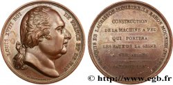 LOUIS XVIII Médaille, Construction de la machine à feu qui portera les eaux de la Seine à Versailles AU