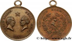 DEUXIÈME RÉPUBLIQUE Médaillette, République démocratique et sociale, Ledru Rollin et Félix Pyat